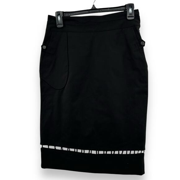 Zac Posen Dresses & Skirts - Zac Posen Black eyelet Trim Pencil Skirt Size 6 Knee Length straight Fitted Work